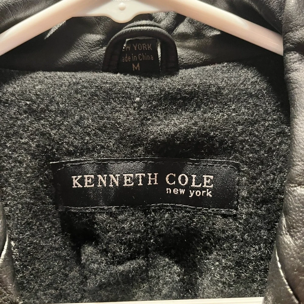Kenneth Cole New York Black Leather Coat
